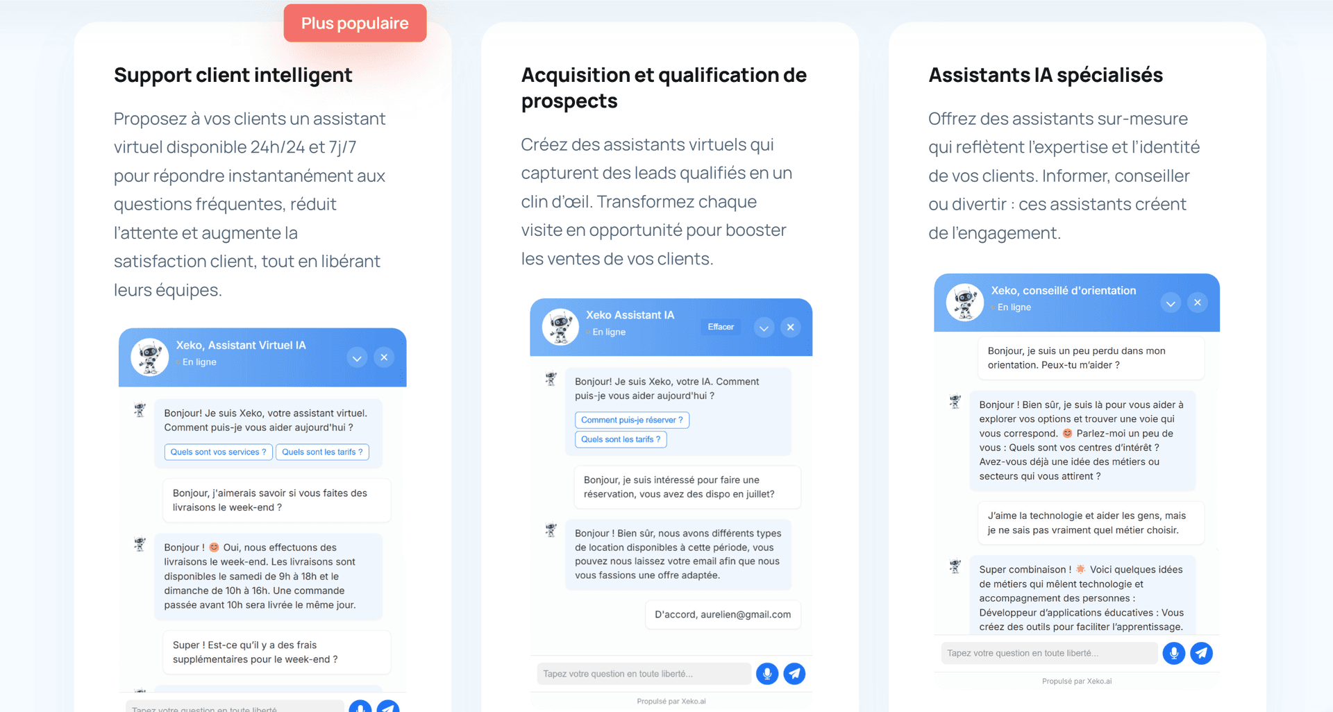 Exemples de cas d'usage de chatbots IA pour sites web